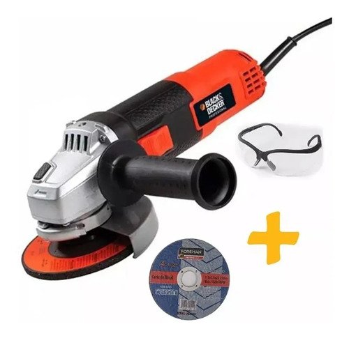 Amoladora Angular Black & Decker 4½ +lentes+discos Imbatible Naranja 50 Hz 60 Hz - Imagen 3