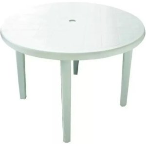 Mesa Pvc 90 Cm Capri Para Patio Jardín Exterior Blanco
