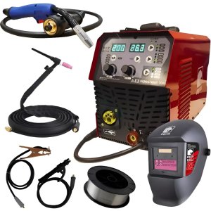 Soldadora Equus Inverter Mig-mma-tig Lift 3 En 1 200a Careta Rojo/negro