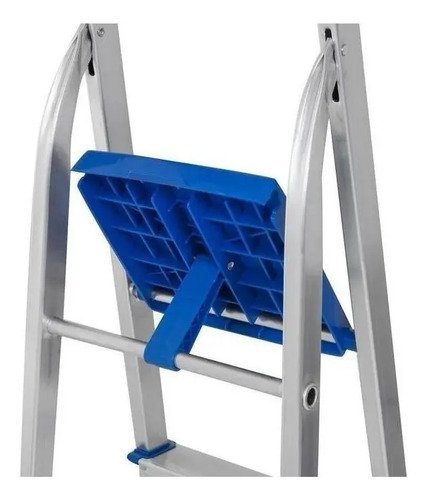 Escalera De Aluminio, 3 Peldaños, Tijeras, Capacidad 120 Kg Más Plateado - Imagen 4