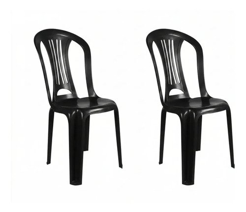 Silla Plástico Mor Reforzada Pvc Sin Posabrazos Jardin X2 Color Negro Lisa - Imagen 2