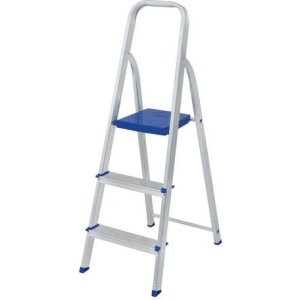 Escalera De Aluminio, 3 Peldaños, Tijeras, Capacidad 120 Kg Más Azul