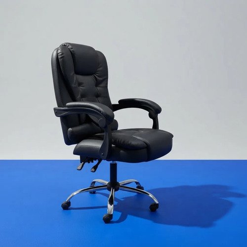 Silla Ejecutiva De Oficina Negra De Cuero Reforzado Negro - Imagen 5