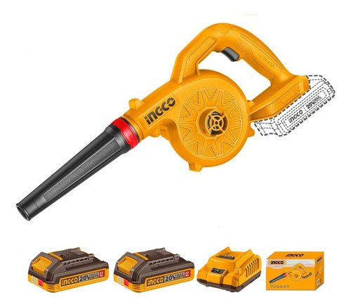 Sopladora 20v 2.7m3/min Bat Y Cargador Ingco Cabli20782 Amarillo