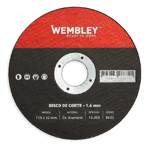 Discos De Corte Metal Wembley (115x1.6x22mm) 25 Unid Negro