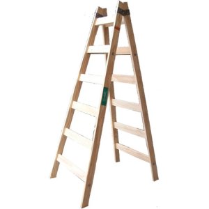Escalera Tijera Madera Aldan 11 Escalones Plegable 3.3 M Marrón Claro