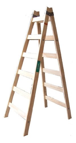 Escalera Tijera Madera Aldan 11 Escalones Plegable 3.3 M Marrón Claro