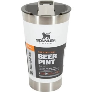 Vaso Térmico Para Cerveza Stanley Pint De Acero Inoxidable Con Abridor, 473 Ml, Color Blanco Liso