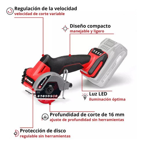 Miniamoladora Angular Einhell Tp-co 18/76-c Li Bl Negro/rojo 50 Hz / 60 Hz - Imagen 2