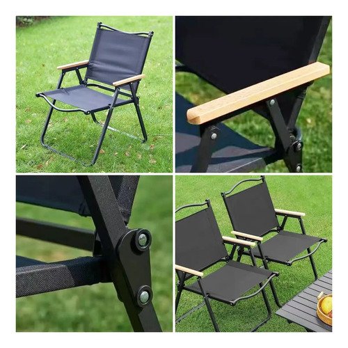 Silla De Camping Plegable Portátil Gran Tamaño Playa Picnic Pesca Terraza Exterior Outdoor Vidita Color Negro - Imagen 5