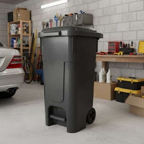 Contenedor Tacho De Basura Residuos Con Ruedas 120 Lts Color Gris - Imagen 2