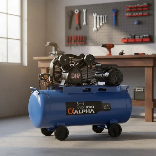Compresor Alpha Pro 3hp 150lts A Polea 115lb Cc8150325 Azul 50hz/60hz Bifásica - Imagen 2