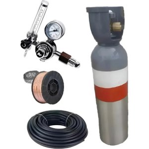 Tubo 4mts Mezcla Mig + 2mts Manguera + Regulador + Rollo Azul Acero