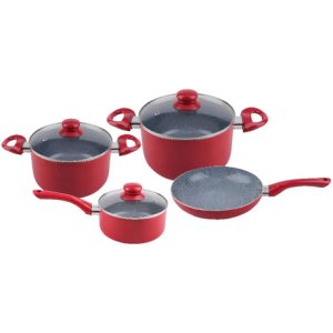 Juego De Batería Cuori 7 Piezas Fragola Cerámica Antiadherente Rojo