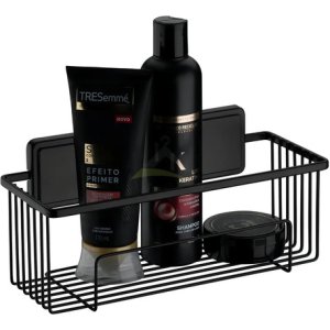 Porta Shampoo Future Facile De Acero Para Ducha Con Adhesivo Negro Porta Champú