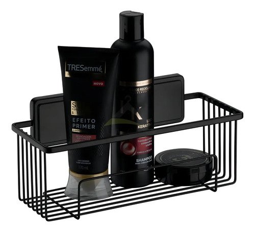Porta Shampoo Future Facile De Acero Para Ducha Con Adhesivo Negro Porta Champú