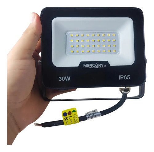 Reflector Led 30w Mercury Mer-16 Luz Blanca Fría 6500k Ip65 Exteriores Negro Blanco Frío - Imagen 4