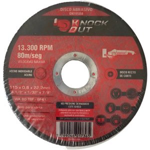 Disco De Corte 115mm P/acero Y Ac. Inoxid. Knock Out X50unis Rojo