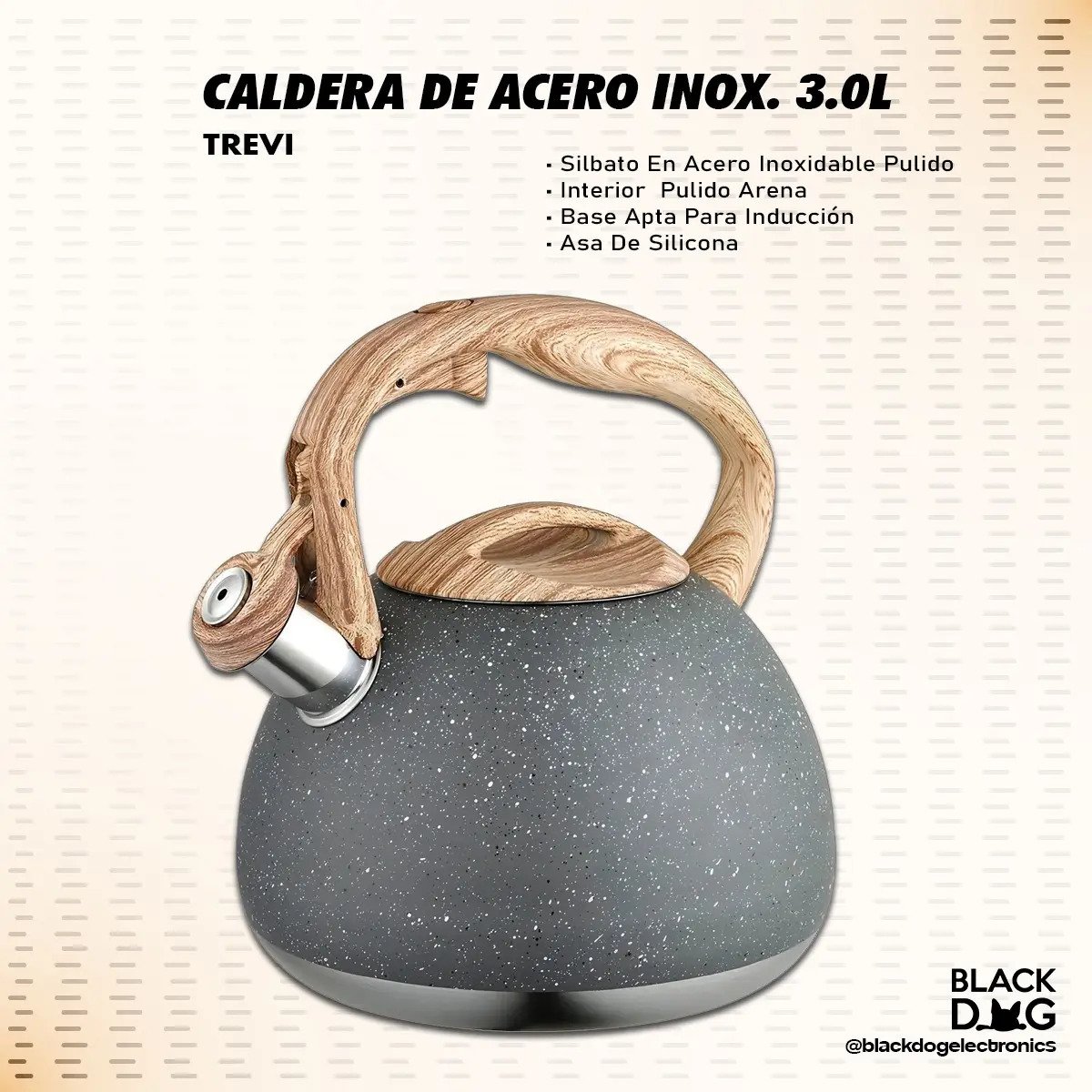 Caldera Pava Cuori Trevi De Acero Inox. 3.0 L Apto Inducción Gris Oscuro - Imagen 2