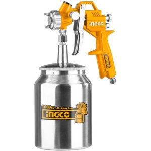 Pistola Pintar Succion Tacho Metal 1 Lt. 1.5mm Ingco Asg3101 Color Plateado