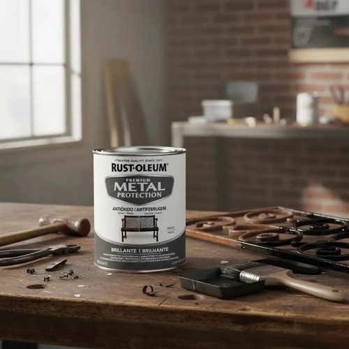 Rust Oleum Metal Protection Esmalte Antioxido 946ml Negro Brillante
