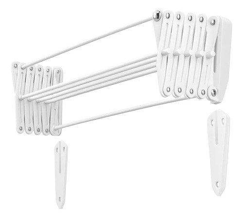 Tender Pared Ropa Extensible Premium 80cm 7 Varillas Blanco Plegafacil C/soporte - Imagen 2