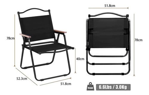 Silla De Camping Plegable Portátil Gran Tamaño Playa Picnic Pesca Terraza Exterior Outdoor Vidita Color Negro - Imagen 8
