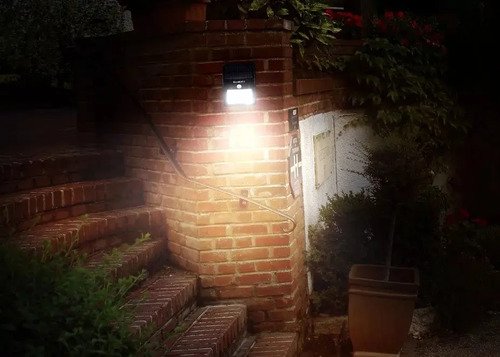 Lampara Solar Foco Potente 20 Led - Sensor Celula Luz Farol Negro - Imagen 4