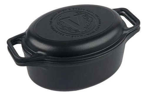 Victoria Combo Cooker Ovalado Olla De Hierro Fundido Negro