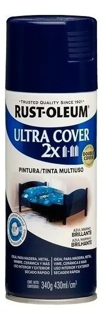 Aerosol Ultra Covertura 2x Varios Colores 340gr Rust Oleum Azul Marino Brillante