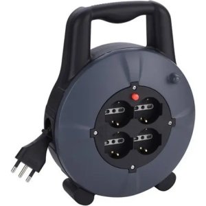 Enrollador Eléctrico Electraline 10m 4 Tomas Schuko 99022