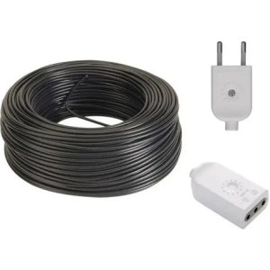 Cable Bajo Goma 2x1 Mm Negro 15 Mts + Fichas Alargue Azul Claro