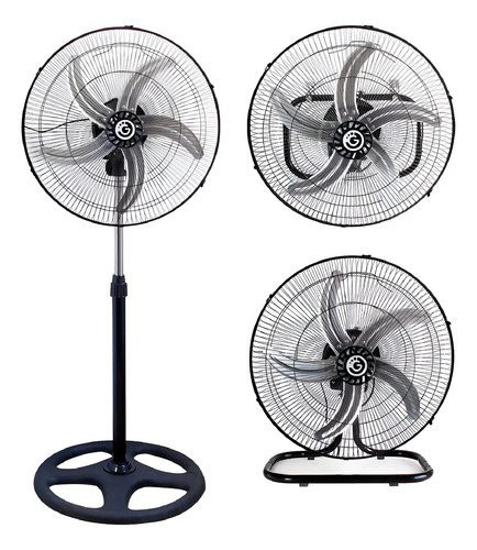 Ventilador 3 En 1 Goldtech 5 Aspas Metálicas X 2 Unidades 45.72 Cm 50hz Negro Plateado Metal