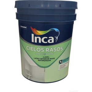 Pintura Para Cielo Raso Inca Latex Interior Antihongos Directo Sobre Hongos 20 Litros Acabado Mate Color Blanco
