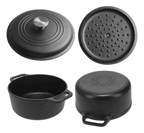 Olla De Hierro Con Tapa Curado Victoria 7 Litros 28cm Negro - Imagen 4