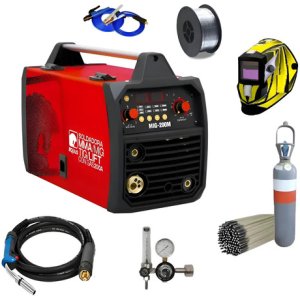Soldadora Mig Mag Mma Tig 4en1 Flux 200a Equus + Combo Rojo