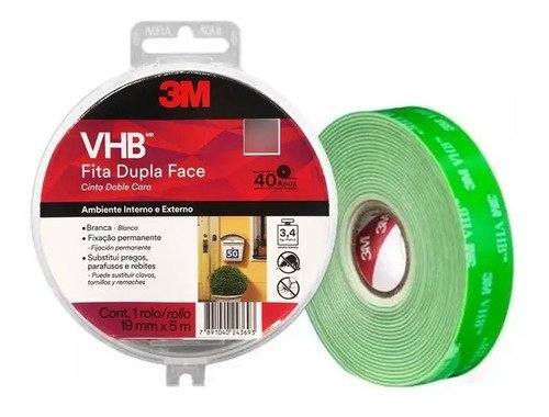 Cinta Adhesiva 3m Doble Cara 19mm X 5m Exterior - Electro - Blanco - Imagen 3