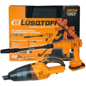 Kit Hidrolavadora + Aspiradora A Batería Lusqtoff Inalámbric Naranja