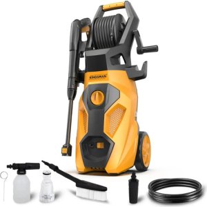 Hidrolavadora Kingsman, Alta Presión 140 Bar + Accesorios. Amarillo 60 Hz