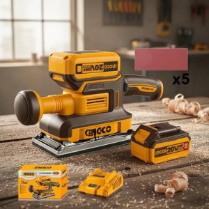 Lijadora Orbital Brushless C/batcar 5 Lijas Ingco Cfsli20311 Amarillo 50 Hz/ 60hz