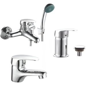 Grifería Completa Monocomando Baño: Lavabo + Bidet + Ducha Plateado