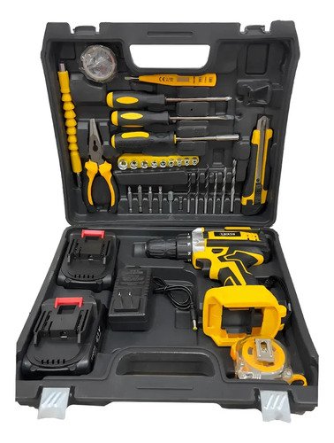 Taladro Atornillador Inalámbrico 21v 40nm+2 Bat+carg+accesor Negro 21v Amarillo