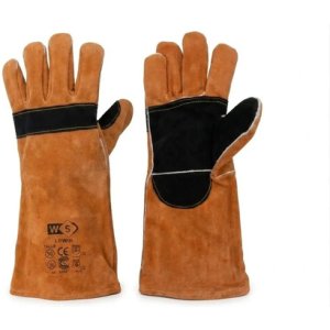 Guante Soldador Reforzado Hilo Kevlar. Largo 40 Cm. Certificado. Pack X 3 Naranja