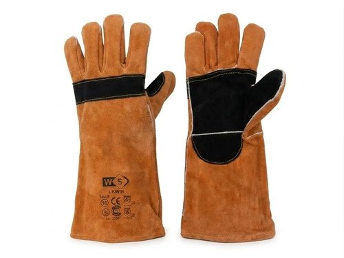 Guante Soldador Reforzado Hilo Kevlar. Largo 40 Cm. Certificado. Pack X 3 Naranja