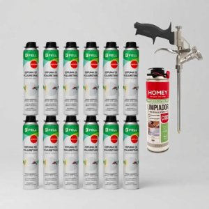 Kit Espuma Proyectable X12 + Pistola Y Limpiador Poliuretano