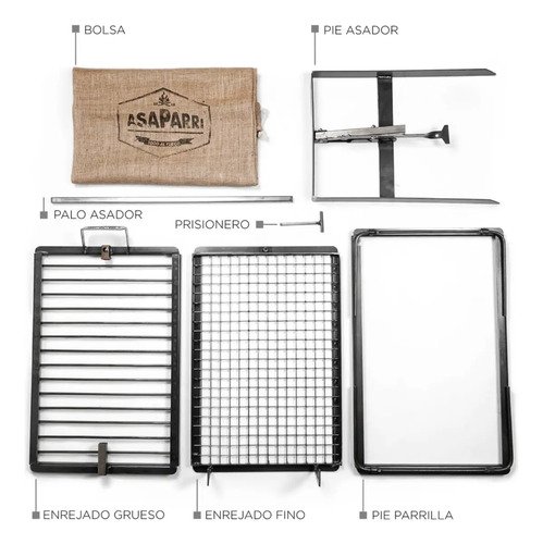 Kit Parrillero Asaparri Asador Portátil 7 Piezas Incluye Estuche - Imagen 2