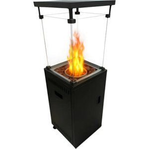Estufa A Gas Exterior Interior Negra Vidrio Cuadrada 13kg Negro