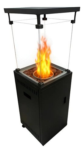 Estufa A Gas Exterior Interior Negra Vidrio Cuadrada 13kg Negro