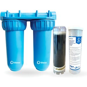 Filtro Bajo Mesada Doble Azul +carbón+ Kdf Y Carbón Prensado