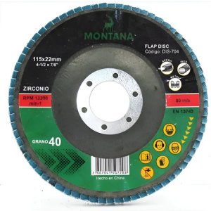 Disco Flap Zirconio Montana 4'' 115 - Grano 40 - 5 Unidades Negro